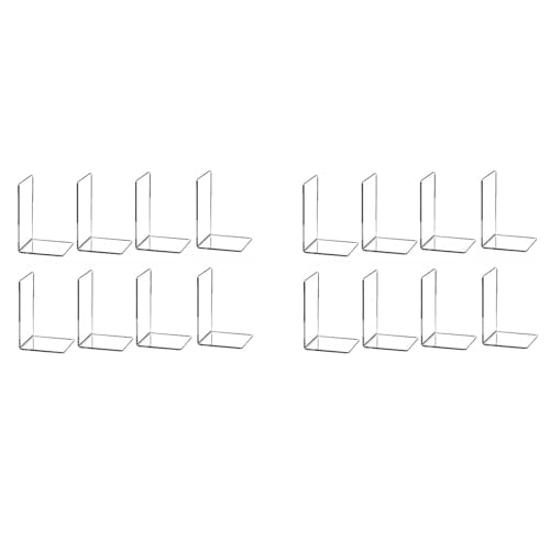 OSJYEGW 16 透明ブックエンド アクリル本棚 L型ブックエンド 絵本アルバムコンパートメントボード収納ブッククリップ