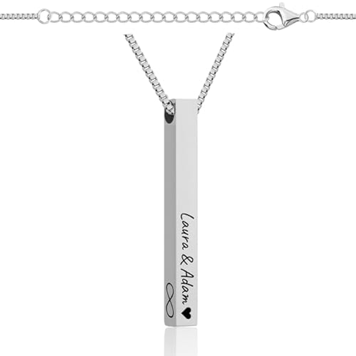 Lumari Gold Personalisierte Halskette mit Gravur - Edelstahl Anhänger, Wunschgravur Namenskette für Damen & Herren - Hypoallergener Schmuck Geschenk, Silber Lumari Gold Personalisierte Halskette mit Gravur - Edelstahl Anhänger, Wunschgravur Namenskette für Damen & Herren - Hypoallergener Schmuck Geschenk, Silber