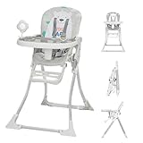 Thinkmax ベビーチェア ハイチェア 折りたたみ 収納便利 3段階調整 5点式ベルト キャスター付き 立ち上がり防止 コンパクト 離乳食 お食事椅子 赤ちゃん用 キッズチェア 子供イス 組立簡単 出産祝い ６か月~5歳 グレー HC301