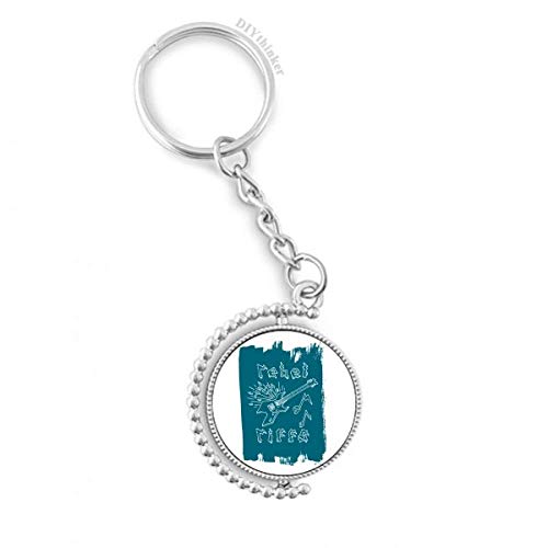 Porte-clés guitare électrique bleu rotatif, le petit cadeau multicolore idéal