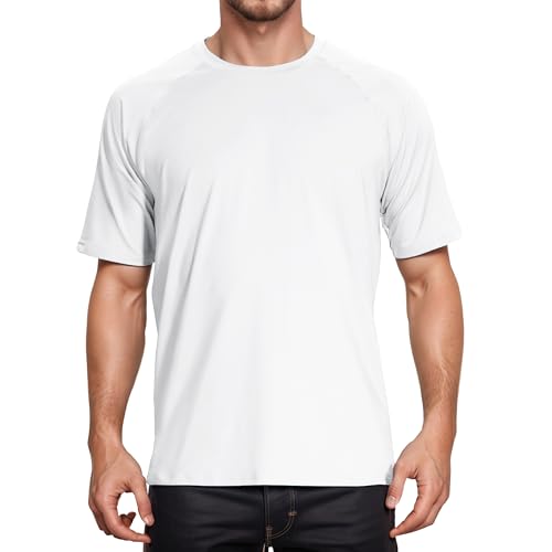 Peakwell Hombres Camiseta Protección UV Rashguard UPF 50+ Camisetas Deportivas T-Shirt Outdoor Manga Corta, Blanco, M Peakwell Hombres Camiseta Protección UV Rashguard UPF 50+ Camisetas Deportivas T-Shirt Outdoor Manga Corta, Blanco, M