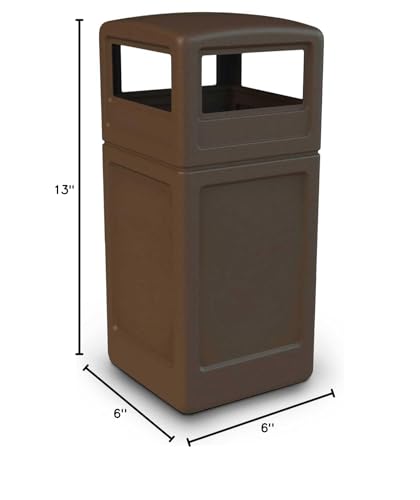 Image of Commercial Zone-73293799 PolyTec 42 Gallon Square Waste Container with Dome Lid Color: Brown