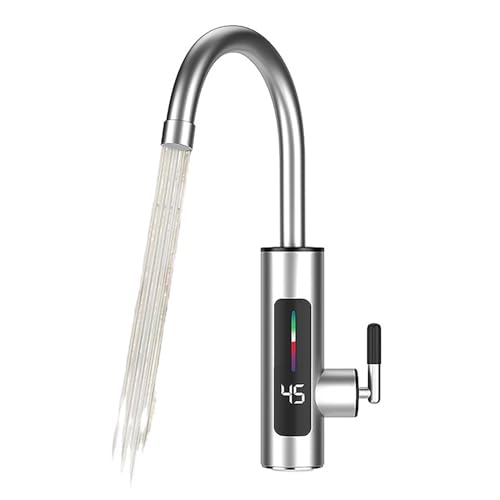 Grifo Calentador De Agua,Calentador De Agua Instantáneo De 220 v,Grifo De Agua Caliente Instantánea De Acero Inoxidable,Pantalla Electrónica Led,Caliente y Fría,Apto Para Cocina, Aseo, Etc.