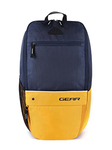 Gear Superior Xl 17L Samll Water Resistant School Bag/Casual Standard 4 Compartment Backpack/College Bag/Sports Bag With Shoe Compartment For Men/Women (Navy-Yellow)