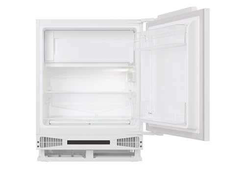 Candy CRU 164 NE/N, Frigorífico Mini Integrable con Congelador, 111L, 2 Estantes, 2 Balconeras, 1 Huevera, Congelador, Cubitera, Iluminación, Puerta Reversible, Altura Ajustable, 40DB, Clase C, Blanco