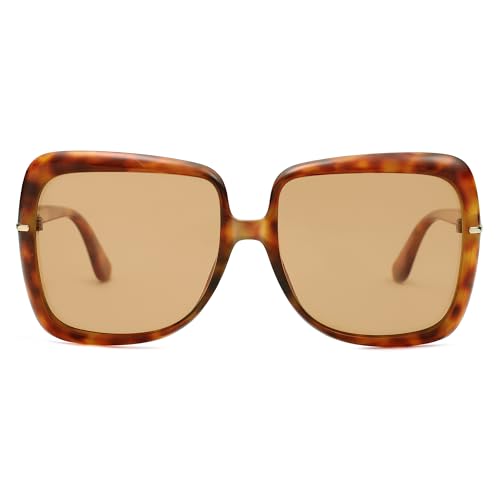 VANLINKER Polarized Oversized Big Trendy Square 70s Sunglasses for Women Retro Vintage Shades VL9836