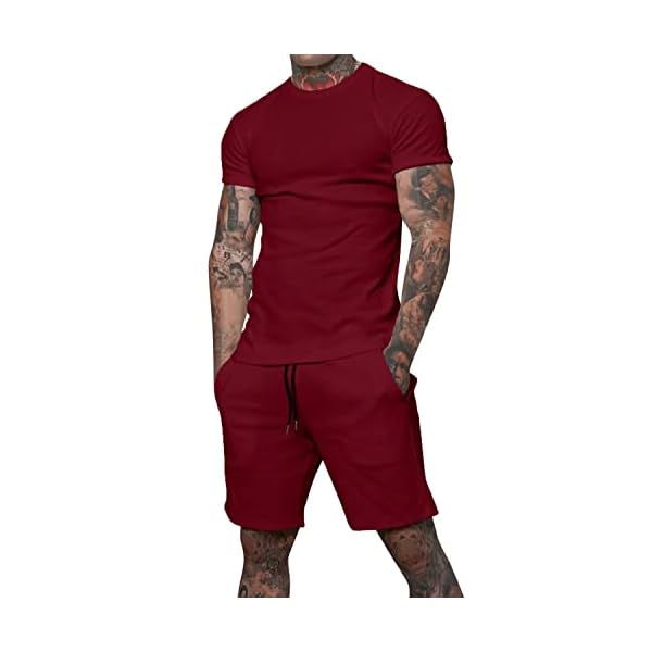 Uni Clau Mens Short Sets 2 Piece Outfits Fashion Summer Tracksuits Casual Shirt and Shorts Set