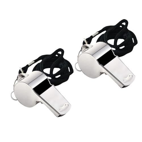 2 Silbatos deportivos de acero inoxidable con cordón miniatura 1