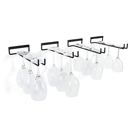Wallniture Chiraz Stemware Wine Glass Rack Wall Mountable Wrought Iron Black 11 Inch
