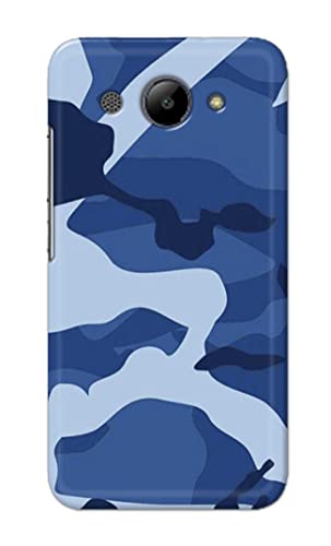 Image of Printed Hard Back Cover Case for Huawei Y3 2017 Back Cover (Army Blue Pattern) -1302