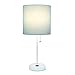 Simple Designs LT2024-AOW White Stick Table Desk Lamp with Charging Outlet and Drum Fabric Shade, Aqua