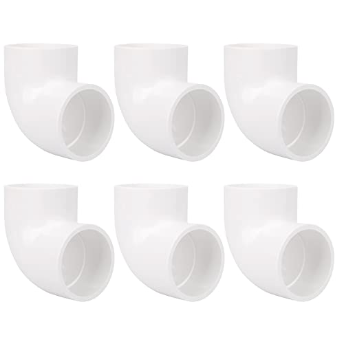 6Pack 1-1/2' 90 Degree Elbow Pvc Pipe Fittings 2 Way Right Angle Pvc Pipe Fitting, Furniture Build Grade Sch40 (Socket X Socket) 1.50' Pvc Fitting Connectors For Diy Pvc Shelf Garden Support Structure