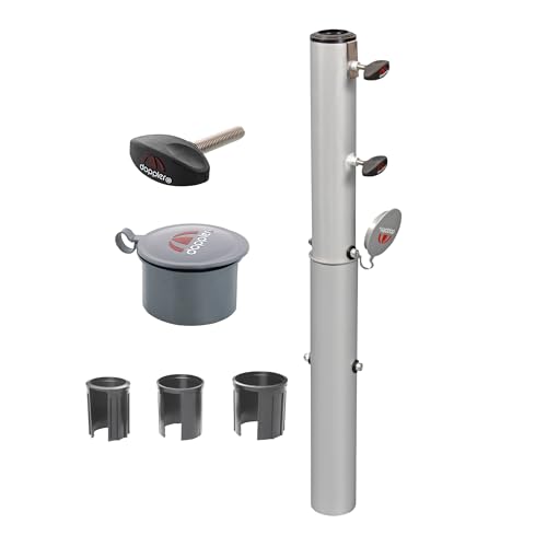 Doppler AZ-Aluminium Douille de Sol avec ancrage au Sol - pour diamètre de Tube de 32 à 60 mm - pour parasols à mât Central - Aussi pour Gastro