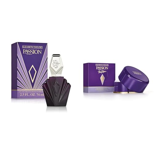 Elizabeth Taylor Women’s Perfume, Passion, Eau De Toilette EDT Spray, 2.5 Fl Oz & Body Powder for Women, Passion, 2.6 Oz