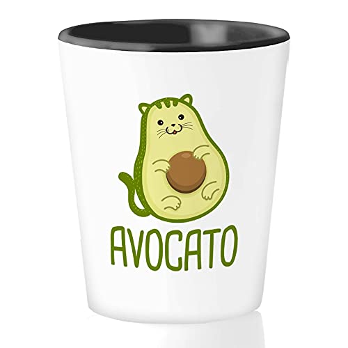 Bubble Hugs Vegan Shot Glass 1.5 oz - Avocato - Cat Lover Pet Owner Kitty Paw Fur Mama Vegetarian Diet Fruit Avocado Fruit Pun Funny Healthy