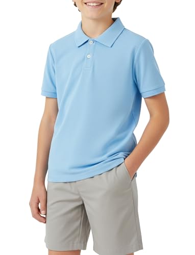PATPAT PATAT Boys Summer Clothes Size 7-8 Years, Blue Polo Shirts and Grey Shorts with Pockets 2 Piece Outfits Summer Outfits Boys Clothes