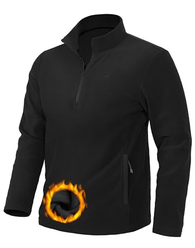 Pioneer Camp Mens Quarter Zip Pullover Fleece Sweater with Zipper Pocket Long Sleeve Sweatshirt Lightweight Thermal Jacket