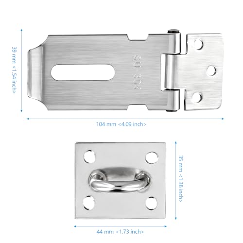 Image of 10 PCS 3 Inch Padlock Hasp Latch, Stainless Steel Padlock Hasp, Heavy Duty Security Hasp with 90 Pcs Mounting Screws, Door Locks Hasp Latch for Doors and Cabinets