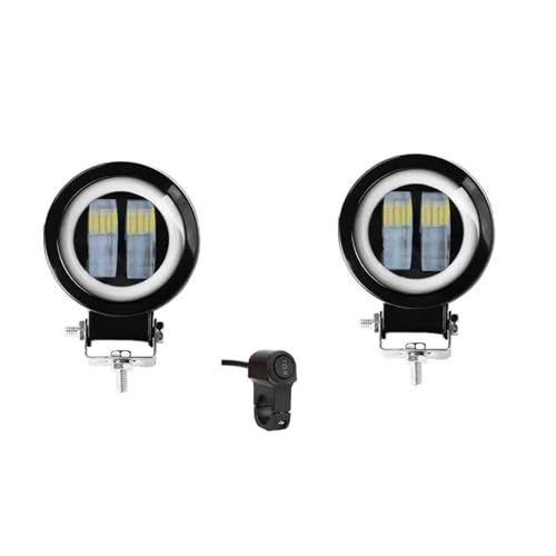 NKURTPC Faro de Motocicleta Barra de luz de Trabajo Tipo Ojo de ángel para Motocicleta, Faro antiniebla para Coche, Barco, camión, SUV, camioneta, 12 V y 24 V Bombillas de los Faros(Round Blue 2pcs)