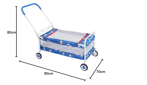 BABYBLESSING Baby Cradle 4 Wheel (Hood) | Colour - Blue, Iron