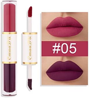 ملمع شفاه سائل مزدوج الراس بلون واحد مات ومخملي، احمر شفاه سائل عالي الاصطباغ يدوم طويلا ومضاد للماء للنساء والفتيات (05#)