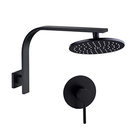 Système de douche en laiton noir pour salle de bain avec colonne réglable 8-12 pouces