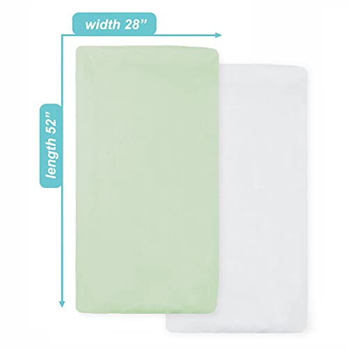 Image of American Baby Company 2 Pack Fitted Crib Sheets 52x28 inch, Celery and White | 100% Natural Cotton Crib and Toddler Bed Sheets, Soft, Breathable & Hypoallergenic, Gentle on Skin, Neutral for Boys & Girls