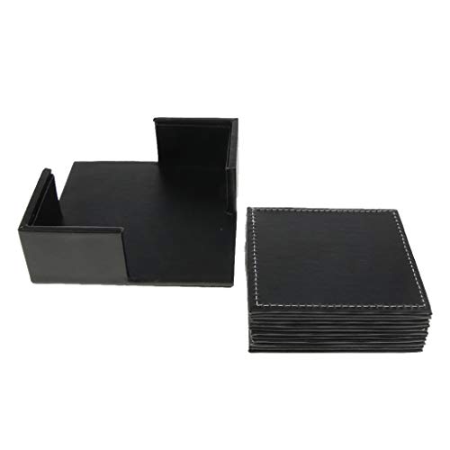 Jogo americano quadrado de couro de luxo da Almencla, 6 peças, com organizador