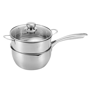 XYUERU Edelstahl Reiskochtopf mit Glasdeckel 22cm