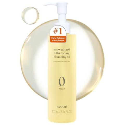 NOONI Korean Cleansing Oil - Snow Aqua 0 LHA Toning Pore Care Korean Facial Oil Cleanser, 6.76 fl.oz | Makeup Double Cleansing, Glass Skin, Eggie Skin, Blackhead Control, Pore Cleansing Oil for Face Cover