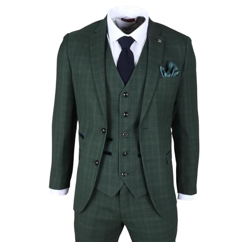 Men's Blazer Green Checked Tailored Fit Formal Suit Jacket