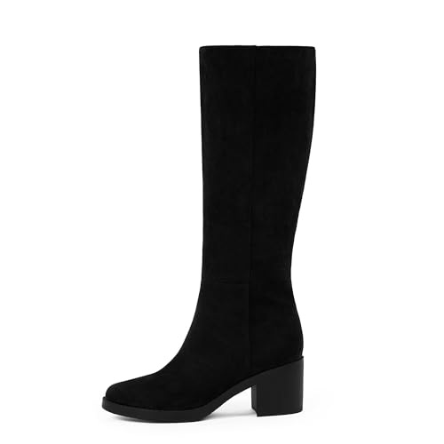 Image of Womens Knee High Boots Chunky Low Heel Round Toe Tall Long Boots | Balanced Low Block Heel, Roomy Round Toe, Anti-slip Rubber Outsole, Fashion Heeled Dressy Fall Winter Long Boots for Women