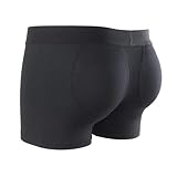 BRODDLE Men's Butt Padded Underwear Breathable Microfiber Modal Trunks Black Large