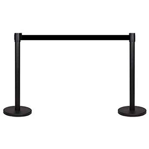 FLEXXIBARRIER Personenleitsystem Absperrständer -Basic 500-5m Gurtlänge, Absperrständer, Absperrband, Absperrpfosten (10, Schwarz/Schwarz)