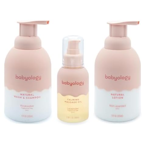 Babyology BUNDLE - 100% Edible Ingredients - Baby Wash & Shampoo + Lotion + Oil - Perfect Baby Daily Routine Cover