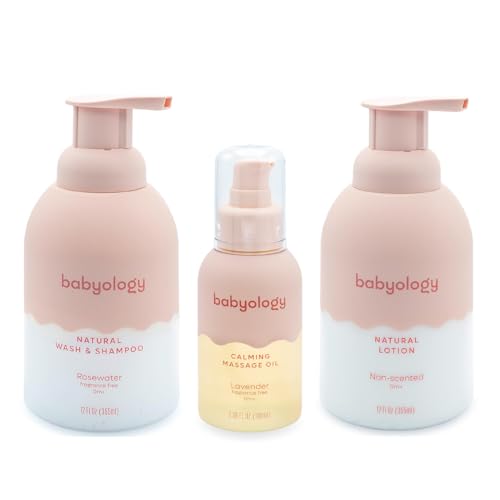 Image of Babyology BUNDLE - 100% Edible Ingredients - Baby Wash & Shampoo + Lotion + Oil - Perfect Baby Daily Routine