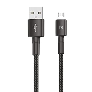 Portronics Konnect B Micro USB Cables For Fast Charging & Data Sync 3.0 Amp with PVC Heads I Nylon Braided I 1 mtr(Black…