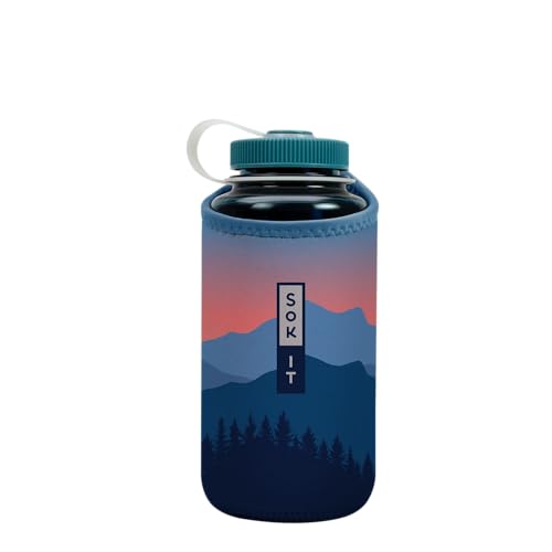 Sok It BotlSok Water Bottle Sleeve Insulated Neoprene Cover (Blue Ridge, Fits 32oz Nalgene)