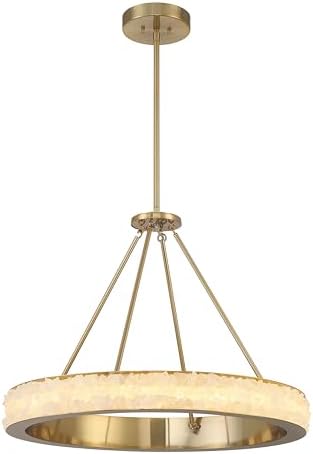 Minka Lavery 3887-776-L Divinely Acrylic Quartz Crystalline Ring LED Chandelier, 1-Light 35 Watt, 23" H x 29" W, Celeste Brass