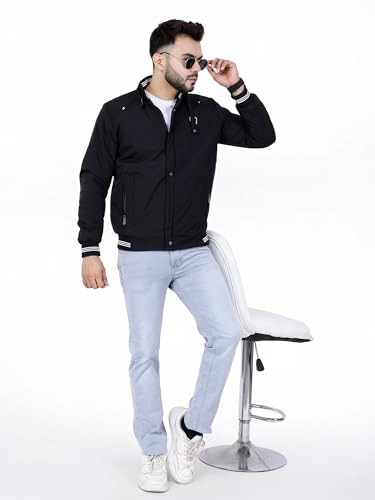 Image of Dollar Full Sleeves Bomber Jacket for Men | TPU Men's Standing Collar Lightweight Winter Jacket, Regular Fit
