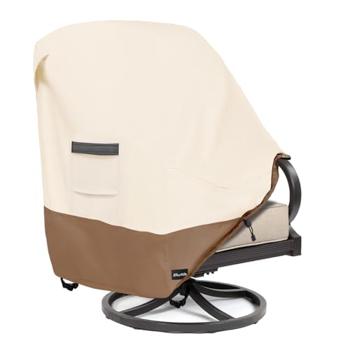 Image of ANartcle Patio Chair Covers,600D Waterproof Heavy Duty Outdoor Lawn Patio Furniture Covers,Patio Swivel Chair Covers for Outdoor Furniture,(32W x 35D x 36H inches)Beige&Brown