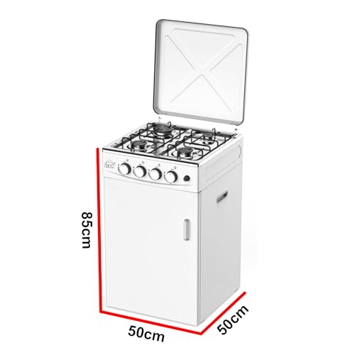Soleilux Cucina Da Esterno 4 Fuochi A Gas Gpl 50X50Cm H85Cm Con Mobile Portabombola E Accensione Piezo, Bianco - 6