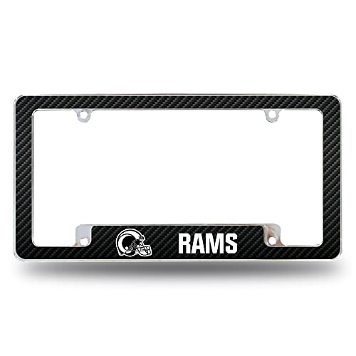 Rico Industries NFL Los Angeles Rams Black All Over Chrome Frame 12" x 6" Car/Truck Auto Accessory