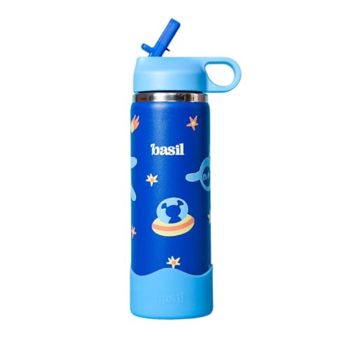 Image of Basil HydraPop Stainless Steel Insulated Kids Water Bottle for School, 600ml Leakproof Sipper Bottle with, Double Wall Vacuum Thermosteel Bottle for Sports, Travel & Outdoor Use | Super Swoosh