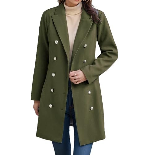 Amazon.com: Wool Trench Coat Women Double Breasted Pea Coat Casual