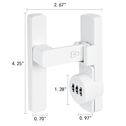 Image of INIRET 2 Packs White 90 Degree Barn Door Lock,Mechanical Password Lock,Flip Latch with Combination,3 Digit Password Keyless,Protect Privacy,for Cabinets,Windows,Garden,Bathroom,and Sliding Door