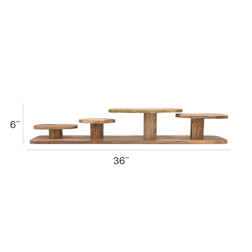 Creative Co-Op Mango Wood Serving Board with 4 Organic Pedestals, Natural by Creative Co-Op - Image 2