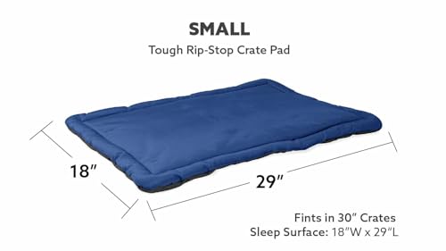 K9 Ballistics Tough Ripstop Dog Crate Pad - Durable & Machine Washable with Non-Skid Bottom and 120-Day Warranty, Fits 30" Wire Crates - Small, Blue Quartz