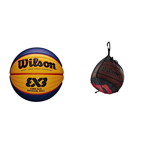 Balón de baloncesto Wilson FIBA 3x3 evita resbalones con agarre de caucho y red de transporte fácil