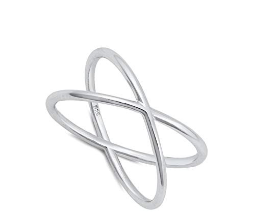 X Criss Cross Open Promise Ring New .925 Sterling Silver Band Sizes 4-102